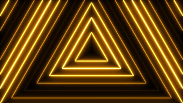 Abstract glitter background with neon lights. Bright geometric texture in triangle shape for celebration concept. Seamless loop.