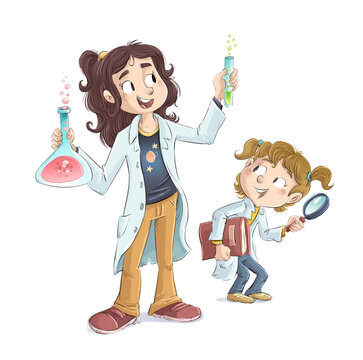 Little scientific girls