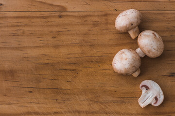 mushroom slice close up on wooden table