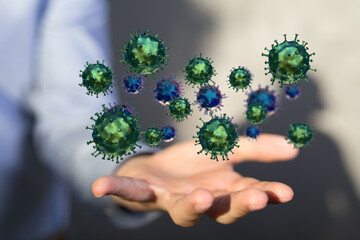 Virus abstract background. protection Genetics Bacteriological Microorganism..