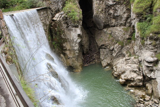 Waterfall in the Rappenloch Gorge in the municipality of Dornbin Austria

