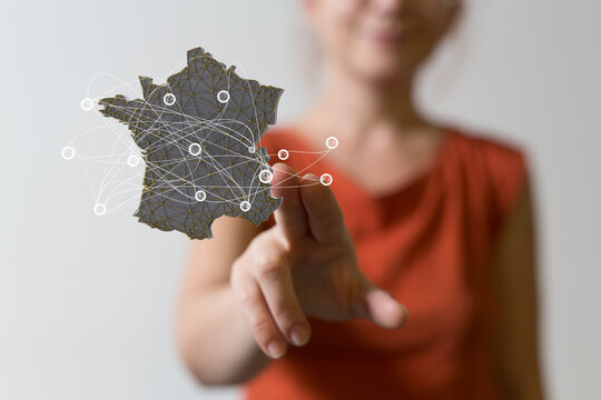 france map of the country 3d in hand