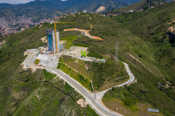 Construction of a tower of flats on the hillside of Medellin