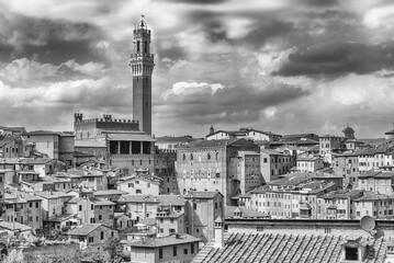 Obraz premium View over the picturesque city centre of Siena, Italy