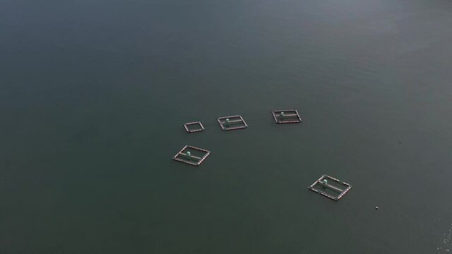 Dolphin Sea Cages and Seaside Dolphinarium in Japan, Aerial View