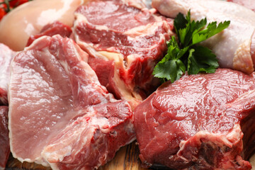Closeup view of fresh cut raw meat