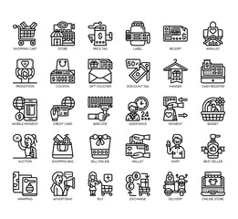 Set of black friday thin line and pixel perfect icons for any web and app project.