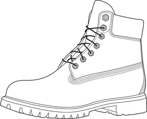 Professional Boot Vector / Line Drawing. Icon, Logo, Design, Element
