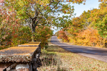 Naklejka na ściany i meble Road Trip with Fall Colors in Upper Peninsula Michigan.