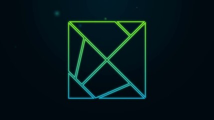 Glowing neon line Rubik cube icon isolated on black background. Mechanical puzzle toy. Rubik's cube 3d combination puzzle. 4K Video motion graphic animation - Powered by Adobe