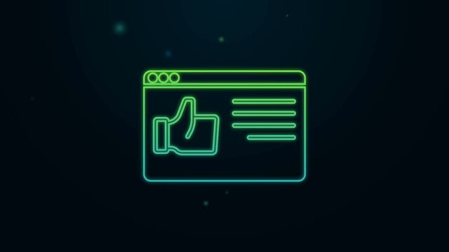 Glowing neon line Browser window icon isolated on black background. 4K Video motion graphic animation