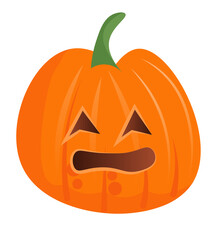 Trick or treat pumpkin Halloween scarecrow with anger face vector illustration isolated on white background