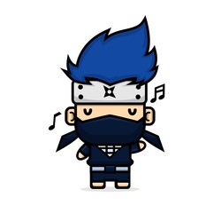 Cute characters ninja sing a song