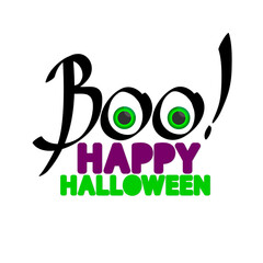 Happy Halloween, isolated lettering, words design template, vector illustration