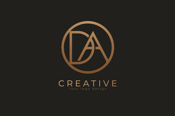 Abstract initial letter D and A logo, circle and letter CD combination, usable for branding and business logos, Flat Logo Design Template, vector illustration
