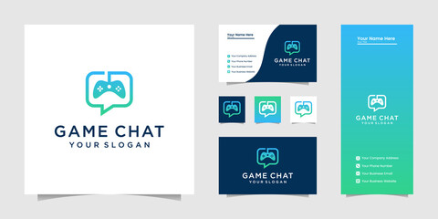 Joystick Chat Symbol gaming logo and business card