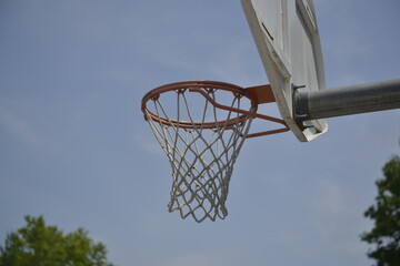 basketball shooting into basketball hoop