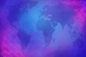 World Globe map  soft background with grunge  in green or purple.