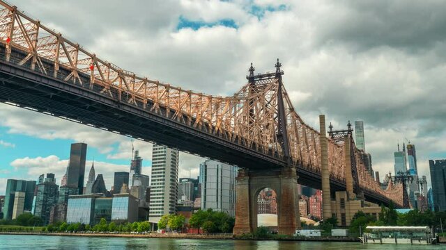 Timelapse, cloudscape over Ed Koch Queensboro Bridge, New York, USA