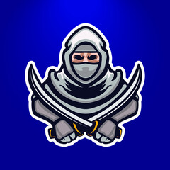 Ninja assassin e-sport team logo emblem design