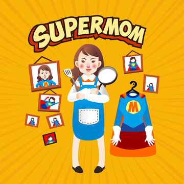 Supermom Motherday Banner Poster Illustration Vector