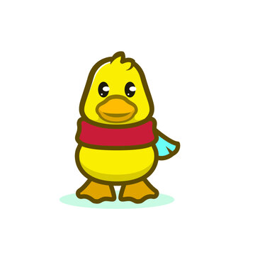 Cute baby duckling mascot design illustration