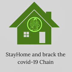 StayHome and brack the covid-19 Chain, Corona virus protection illustration image, StayHome safe family.