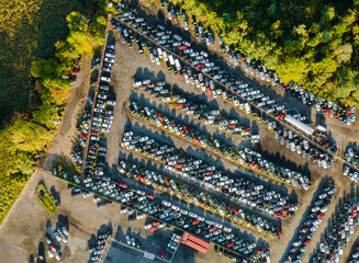 Cars terminal parked a parking in used car auction lot