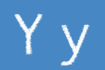Fototapeta premium Letter Y from real clouds shapes. Cloud alphabet.