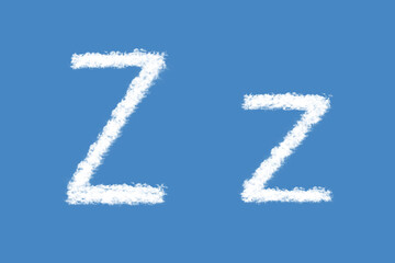 Letter Z from real clouds shapes. Cloud alphabet.
