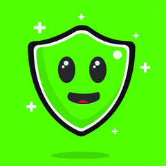 Cute Shield Icon to Fight Covid-19 Corona Virus with Happiness Expression Vector Illustration Concept.