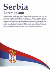 Flag of Serbia, Republic of Serbia. Template for award design, an official document with the flag of Serbia. Bright, colorful vector illustration for graphic and web design.