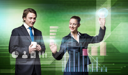 Businesspeople using modern technologies