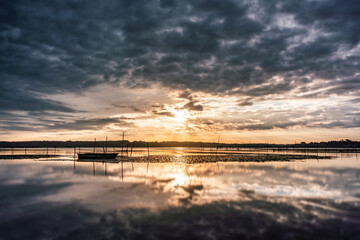 印旛沼の朝焼け