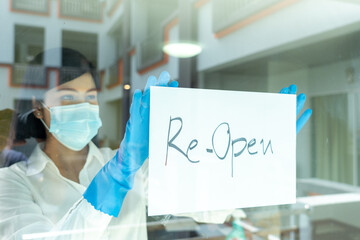 Business reopening after a lockdown due to the coronavirus outbreak.