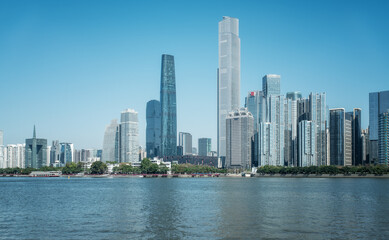 Naklejka premium Guangzhou modern city architecture landscape skyline