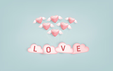 Heart shape balloons with message of love.