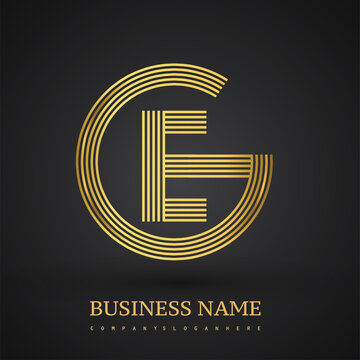 Letter GE linked logo design circle G shape. Elegant golden colored, symbol for your business name or company identity.