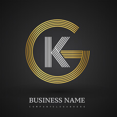 Letter KG linked logo design circle G shape. Elegant gold and silver colored, symbol for your business name or company identity.