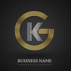 Letter GK linked logo design circle G shape. Elegant gold and silver colored, symbol for your business name or company identity.