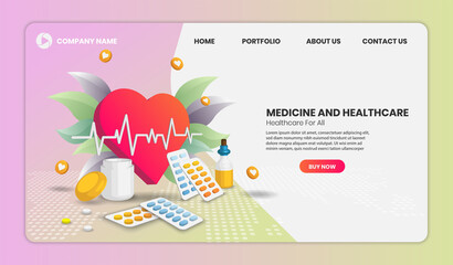 Naklejka premium Online diagnosis concept landing page website illustration.3d Perspective.