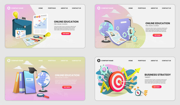 online education concept with document and colorful element. 3d vector illustration,Hero image for for website and mobile website development.