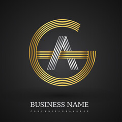 Letter GA linked logo design circle G shape. Elegant gold and silver colored, symbol for your business name or company identity.