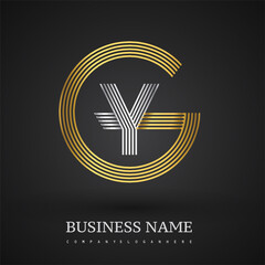 Letter GY linked logo design circle G shape. Elegant gold and silver colored, symbol for your business name or company identity.