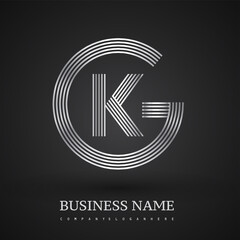 Letter KG logo design circle G shape. Elegant silver colored, symbol for your business name or company identity.