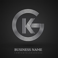 Letter GK logo design circle G shape. Elegant silver colored, symbol for your business name or company identity.