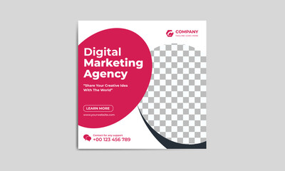 Digital marketing agency social media post, creative marketing, corporate marketing social banner template.