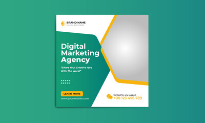 Digital marketing agency social media post, creative marketing, corporate marketing social banner template.