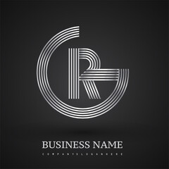 Letter GR logo design circle G shape. Elegant silver colored, symbol for your business name or company identity.