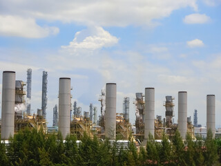 Obraz premium plant petrochemical In the daytime with copy space on top.